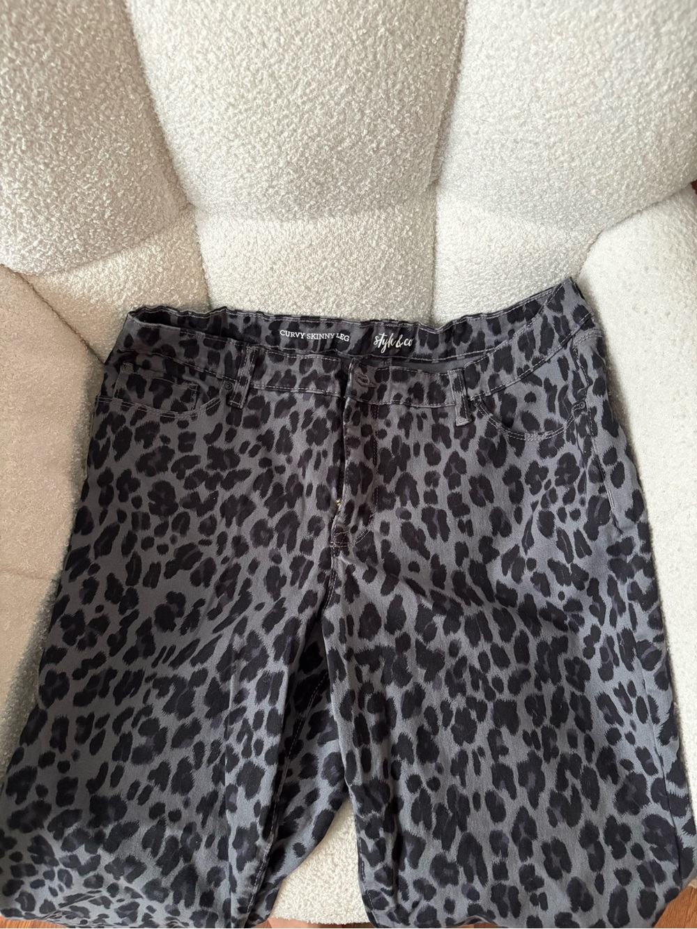 Leopard Print Skinny Pants - Gray & Black